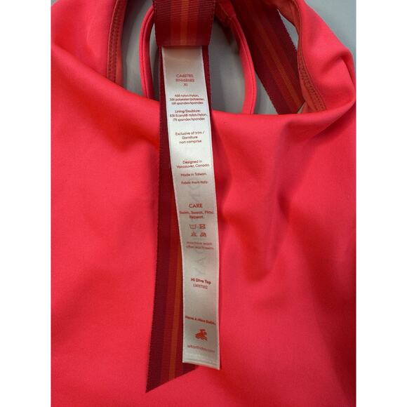 Left On Friday Hi Dive Bikini Swim Top M Neon Red Rescue High Coverage Resort - Picture 9 of 10